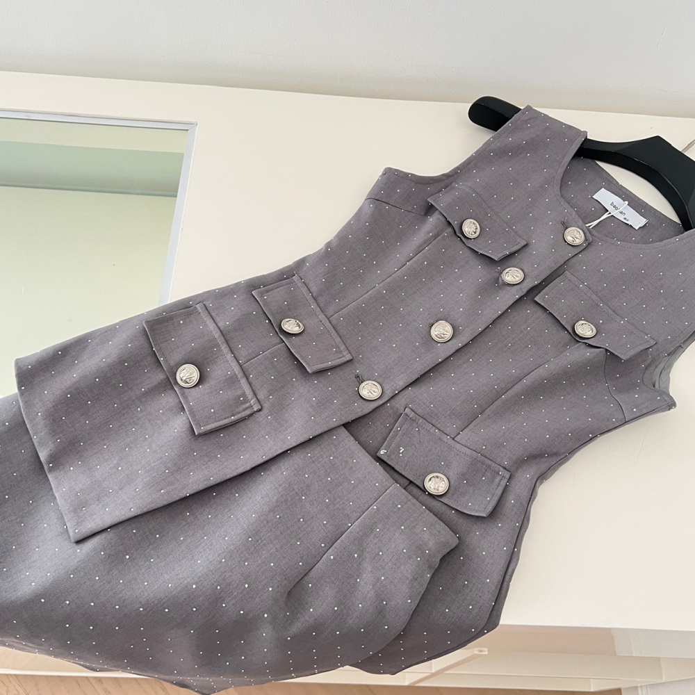 Sleeveless short skirt summer waistcoat 2pcs set