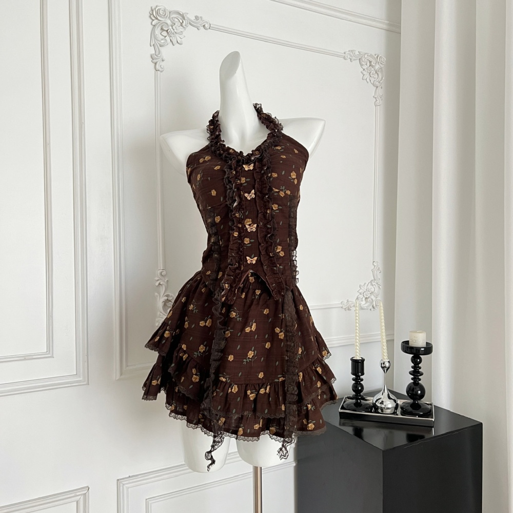 Sweet short skirt summer tops a set for women