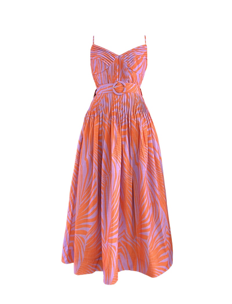 Vacation summer strap dress retro dress for women