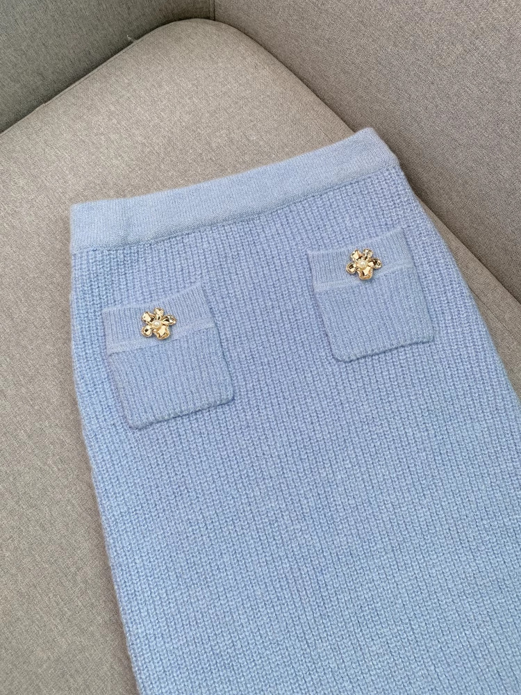 Package hip retro skirt France style knitted tops