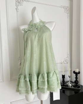 Slim summer lace dress sleeveless splice T-back for women