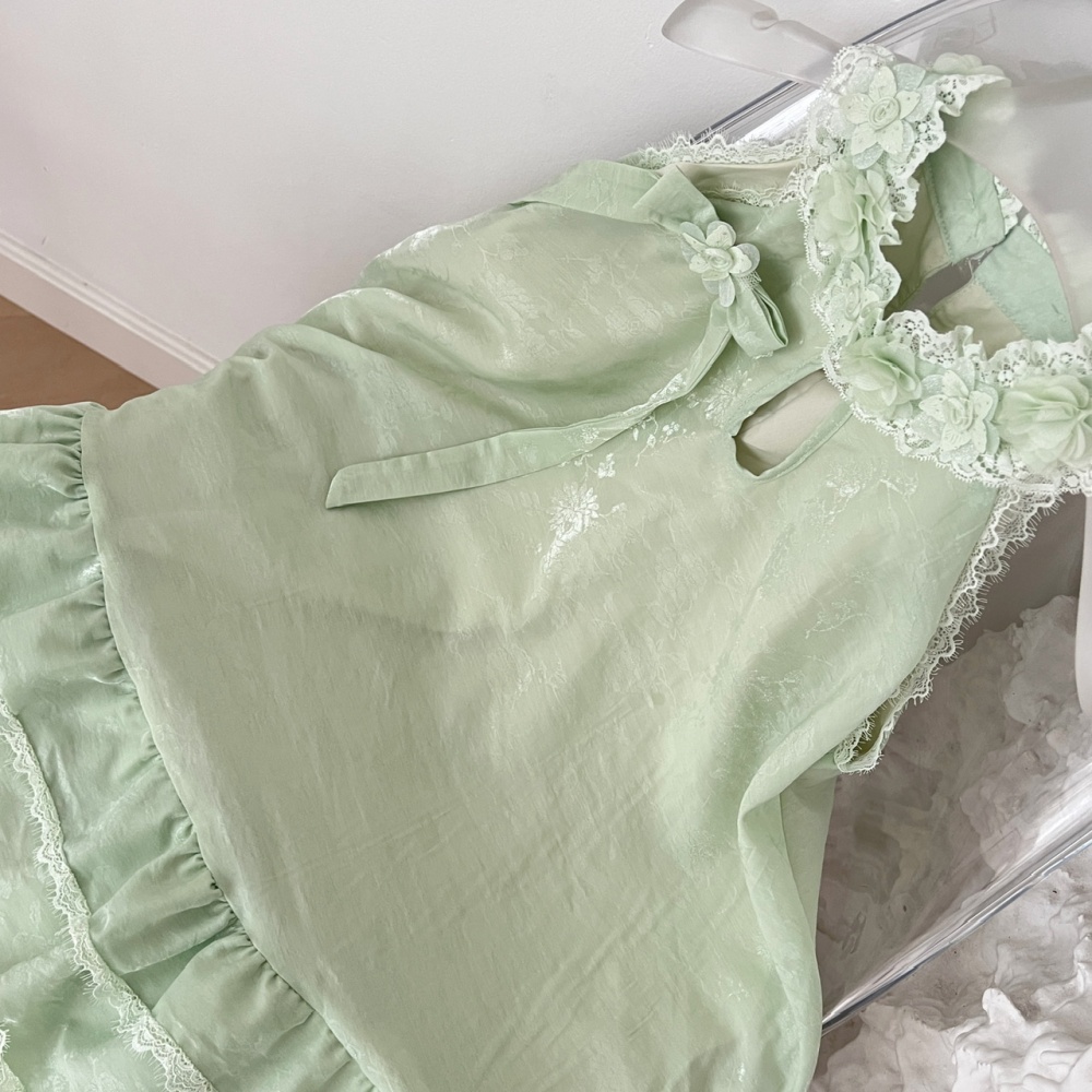Slim summer lace dress sleeveless splice T-back for women