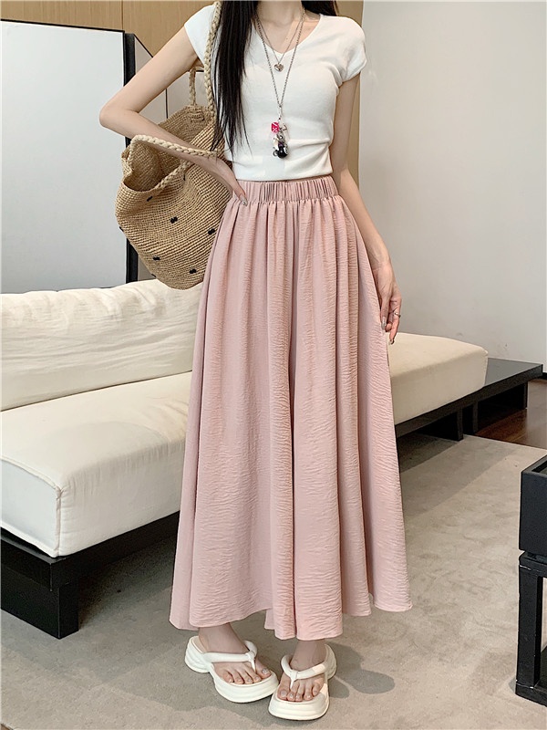 Autumn fold wide leg pants high waist long culottes