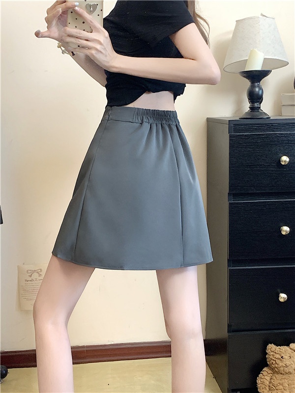 Slim high waist business suit elastic waist A-line skirt