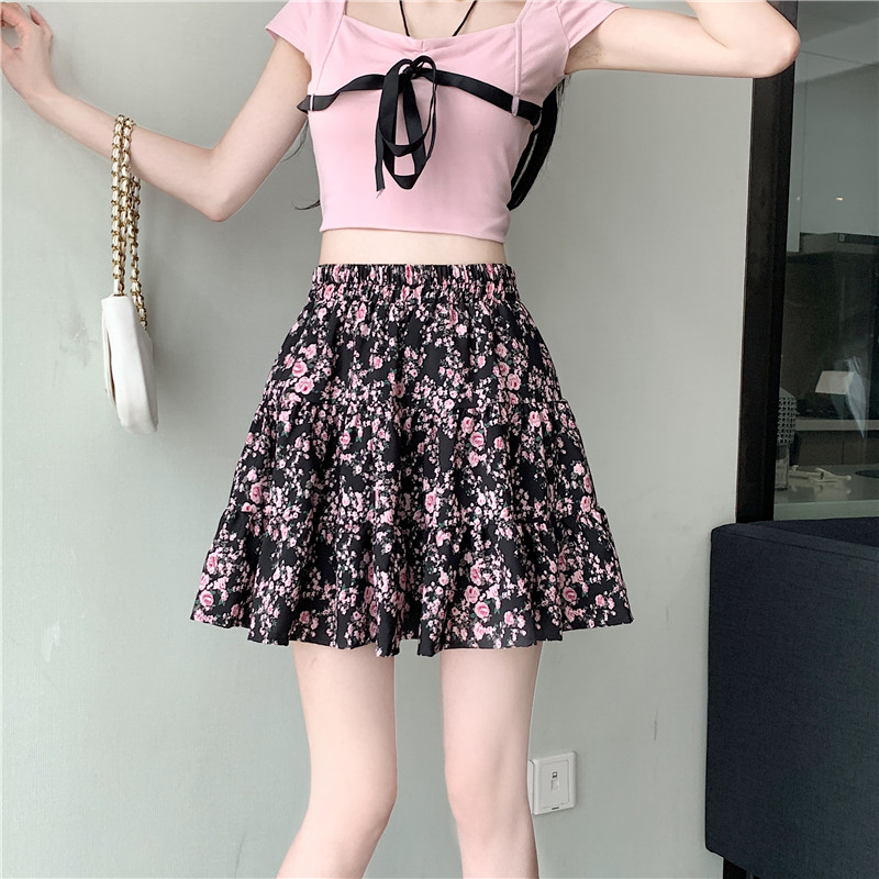 Big skirt short cake slim A-line floral all-match skirt