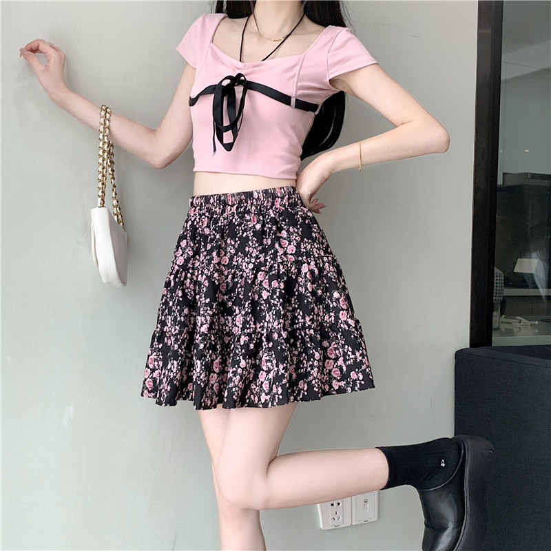 Big skirt short cake slim A-line floral all-match skirt