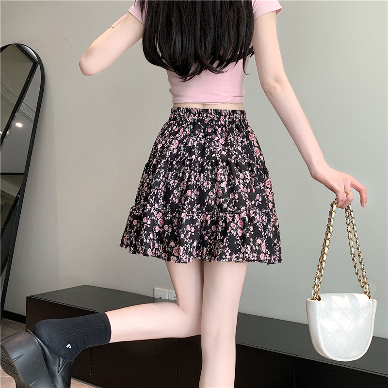 Big skirt short cake slim A-line floral all-match skirt