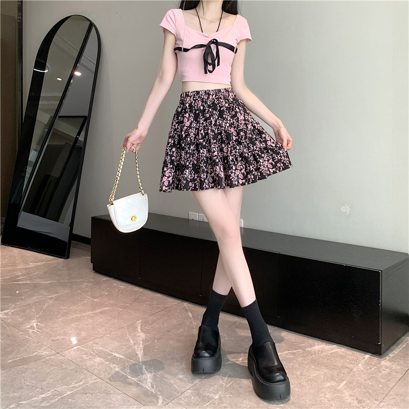 Big skirt short cake slim A-line floral all-match skirt
