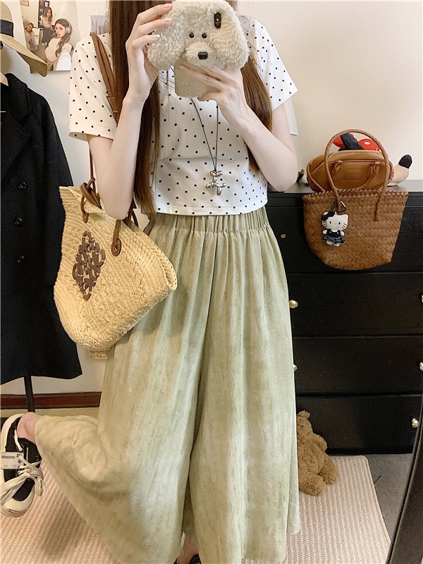 Thin large yard culottes ice silk pants for women