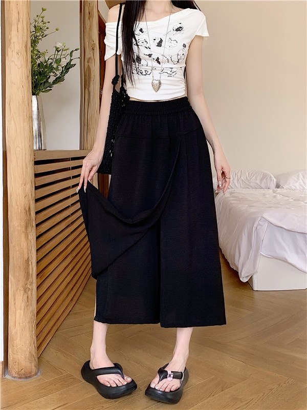 Casual thigh wide leg pants autumn culottes for women