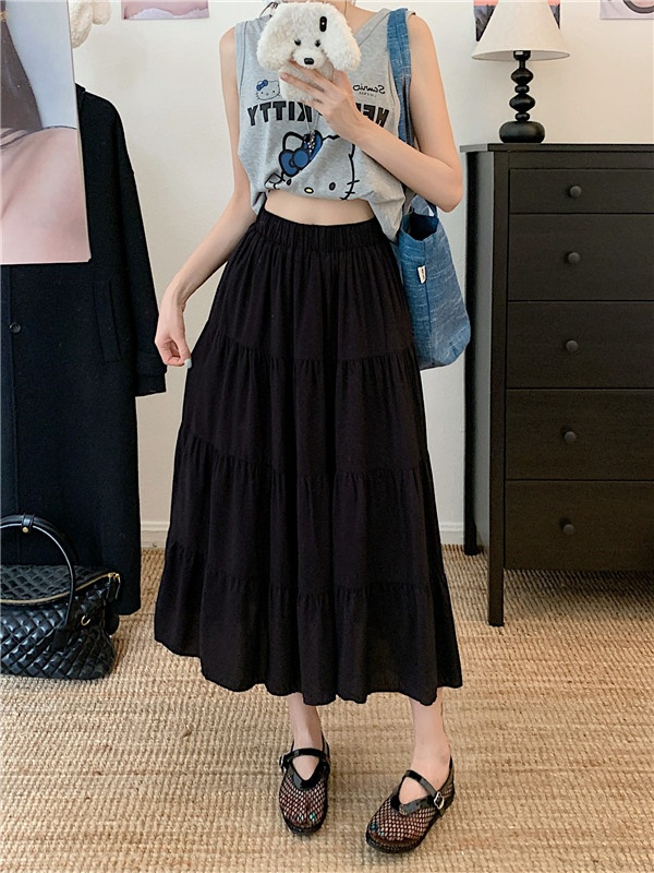 All-match Korean style splice long skirt for women