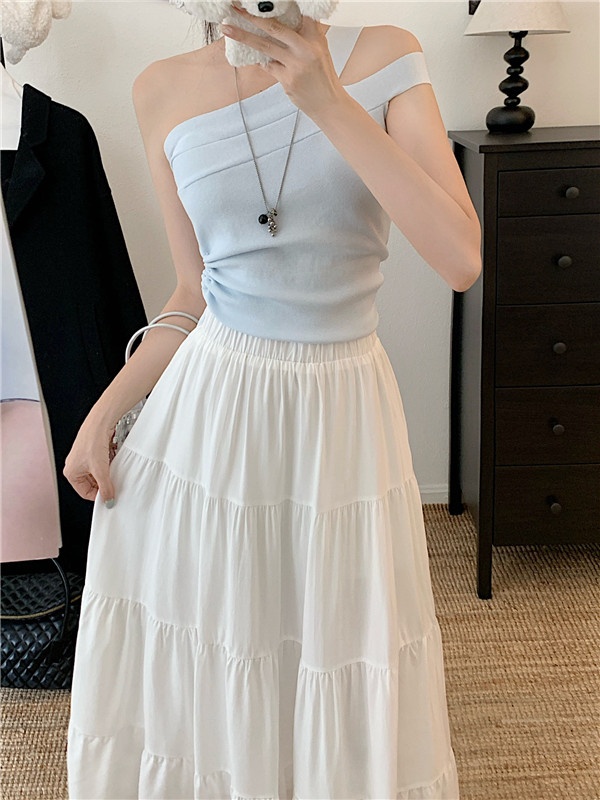 All-match Korean style splice long skirt for women