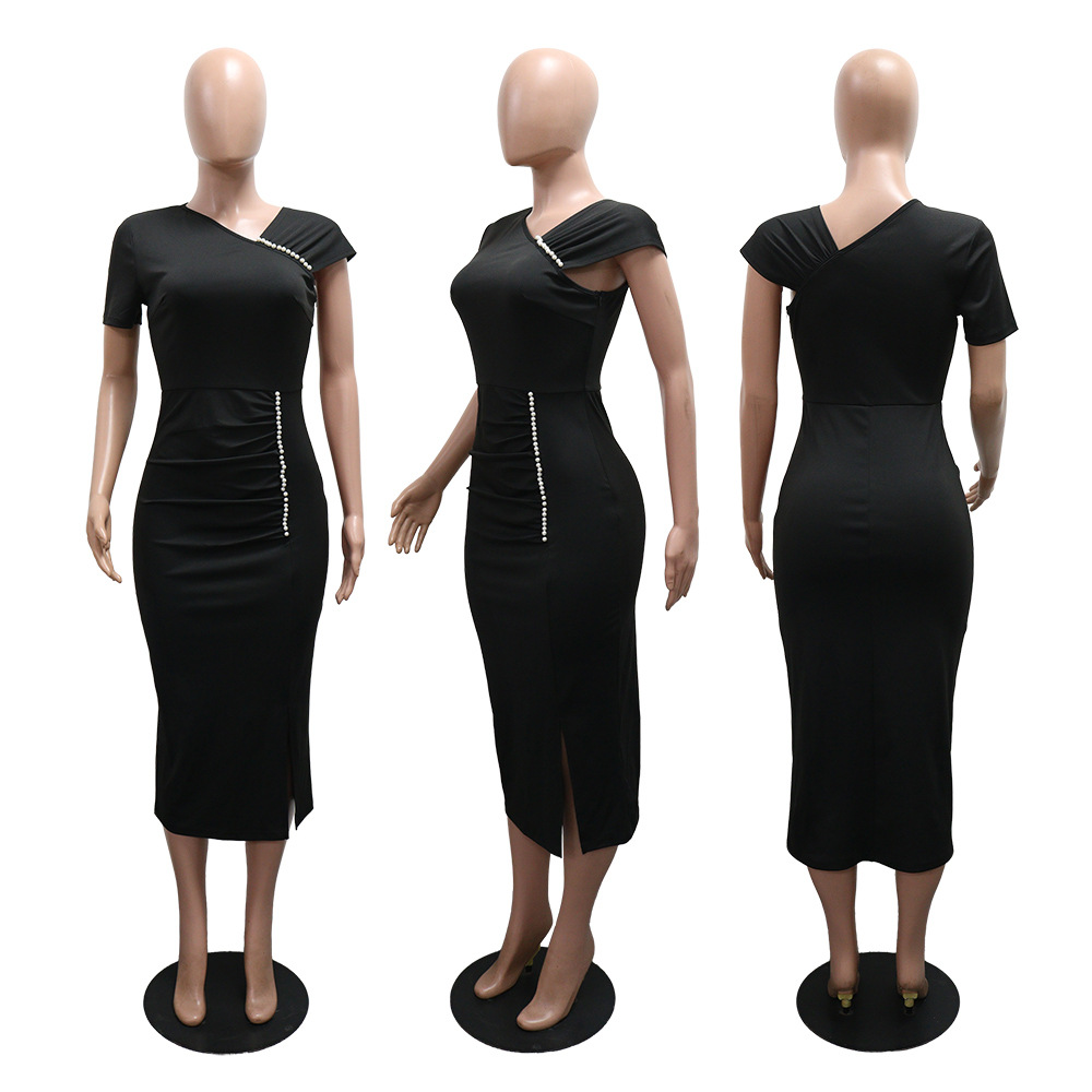 Fashion split Casual European style short sleeve dress