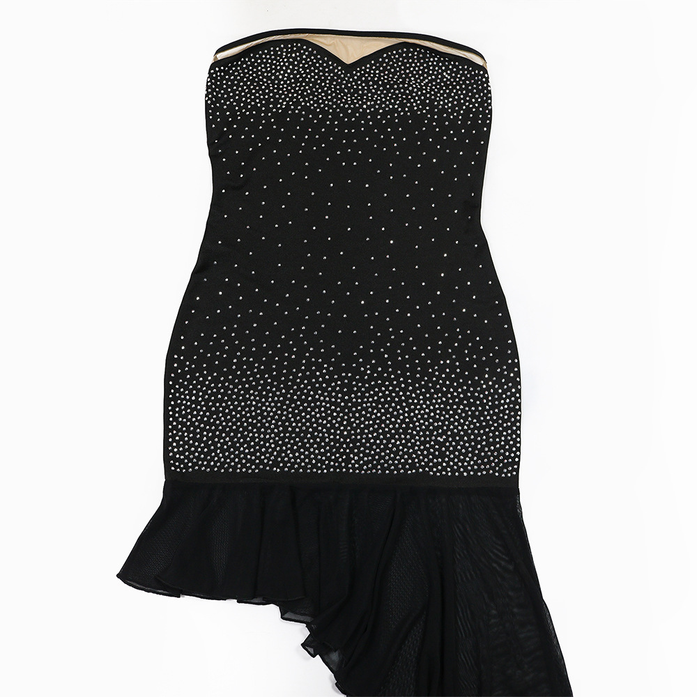Irregular wrapped chest gauze splice dress for women