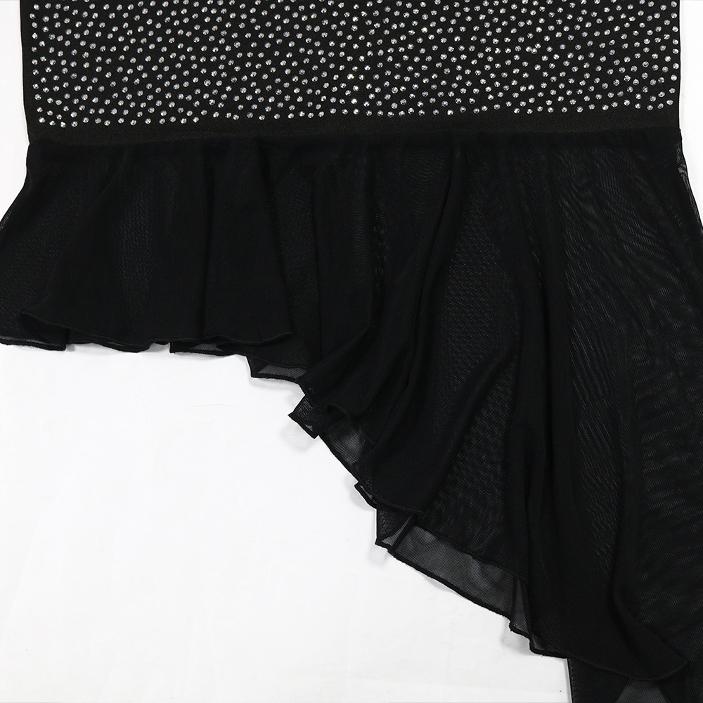 Irregular wrapped chest gauze splice dress for women