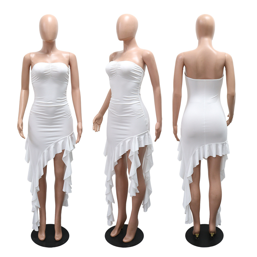 Package hip lotus leaf edges irregular dress for women