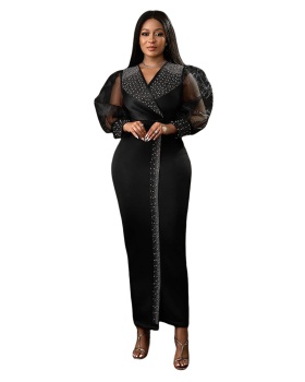 Rhinestone dress elasticity long dress for women