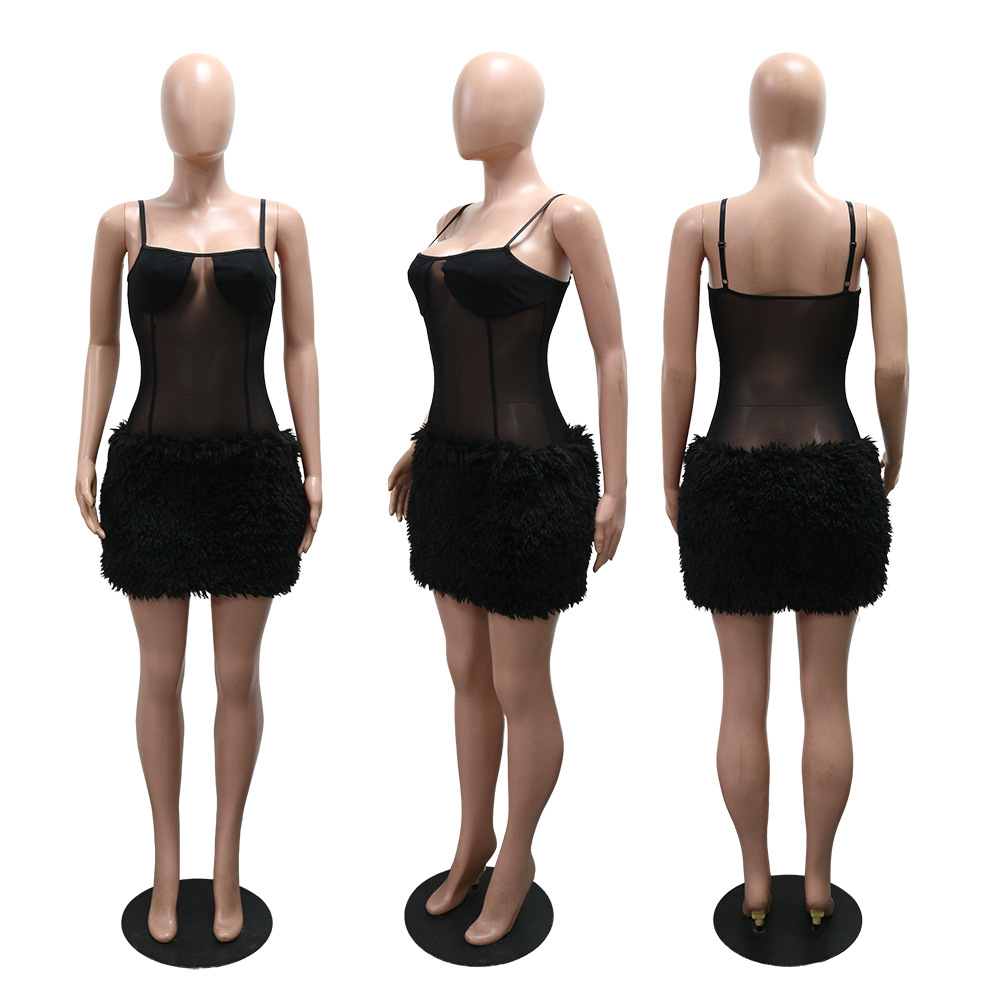 European style Korean style splice elmo sling dress