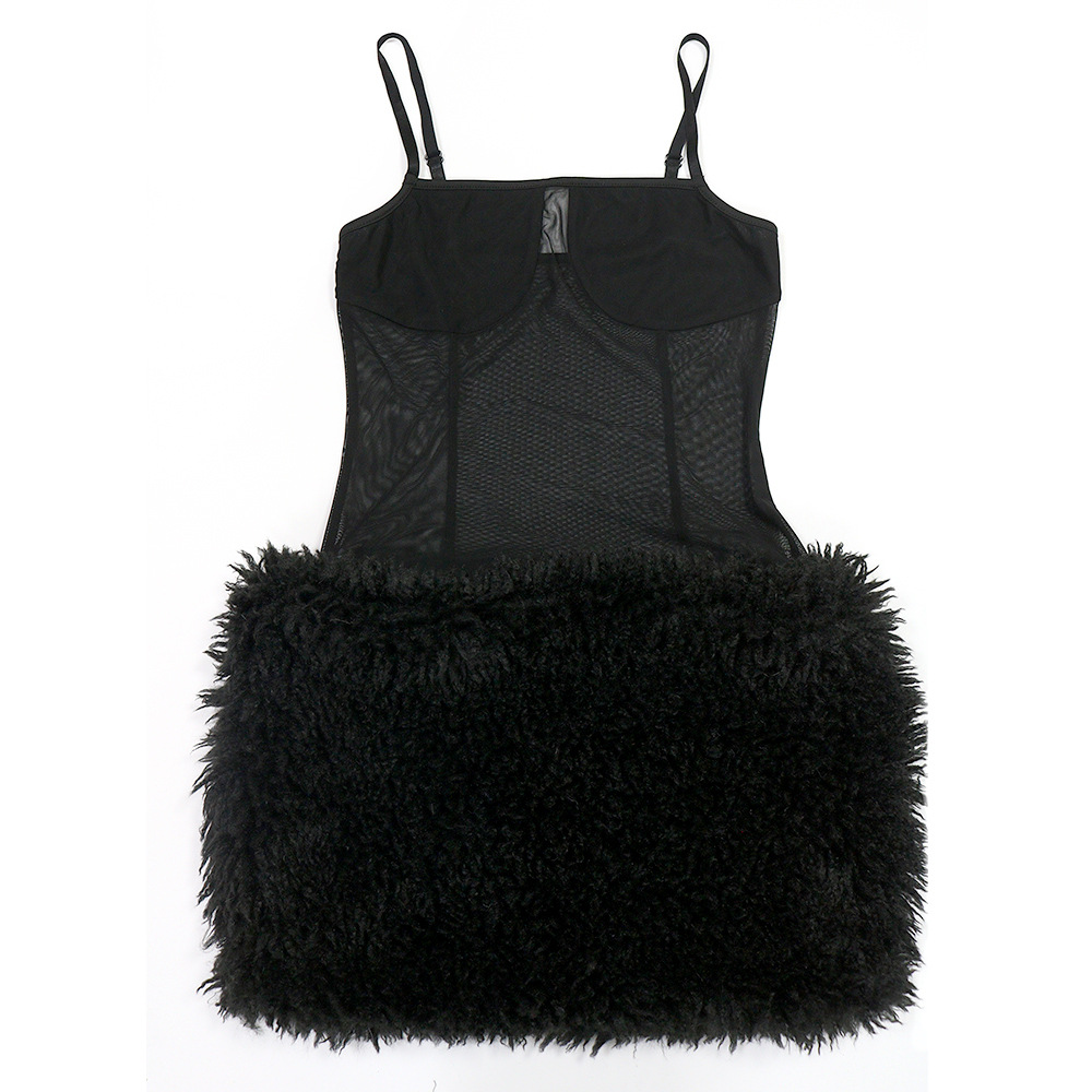 European style Korean style splice elmo sling dress
