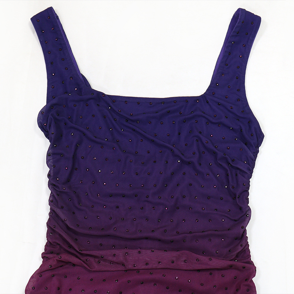 European style sling split rhinestone dress for women
