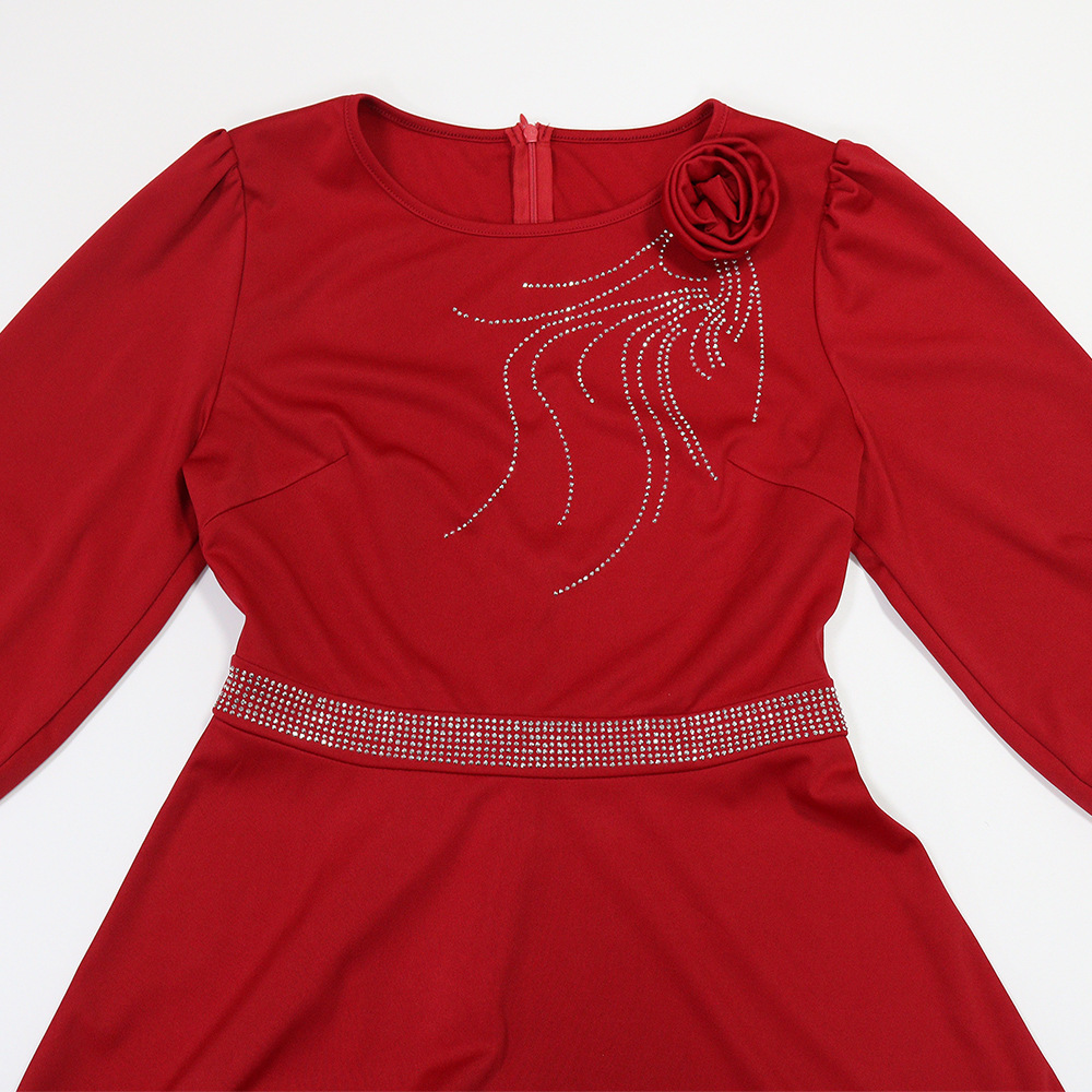 European style round neck short sleeve dress