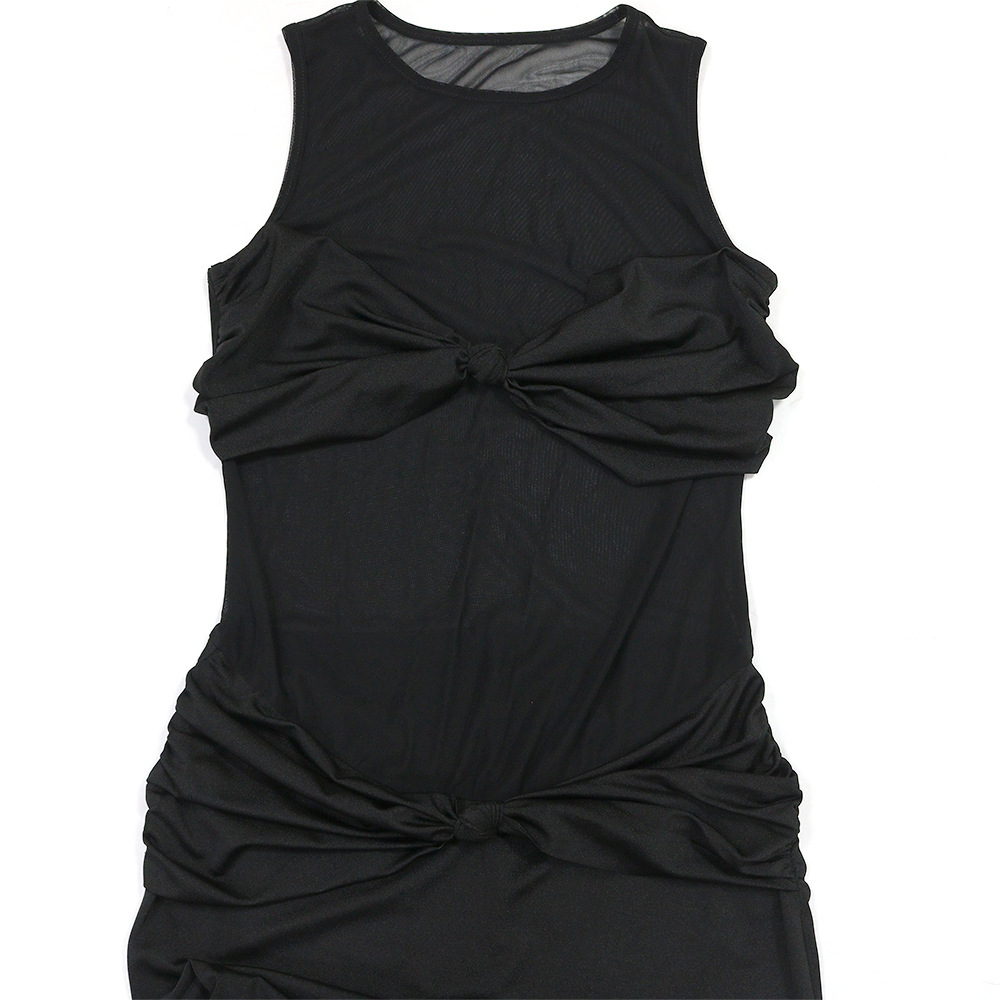 European style package hip long dress perspective dress