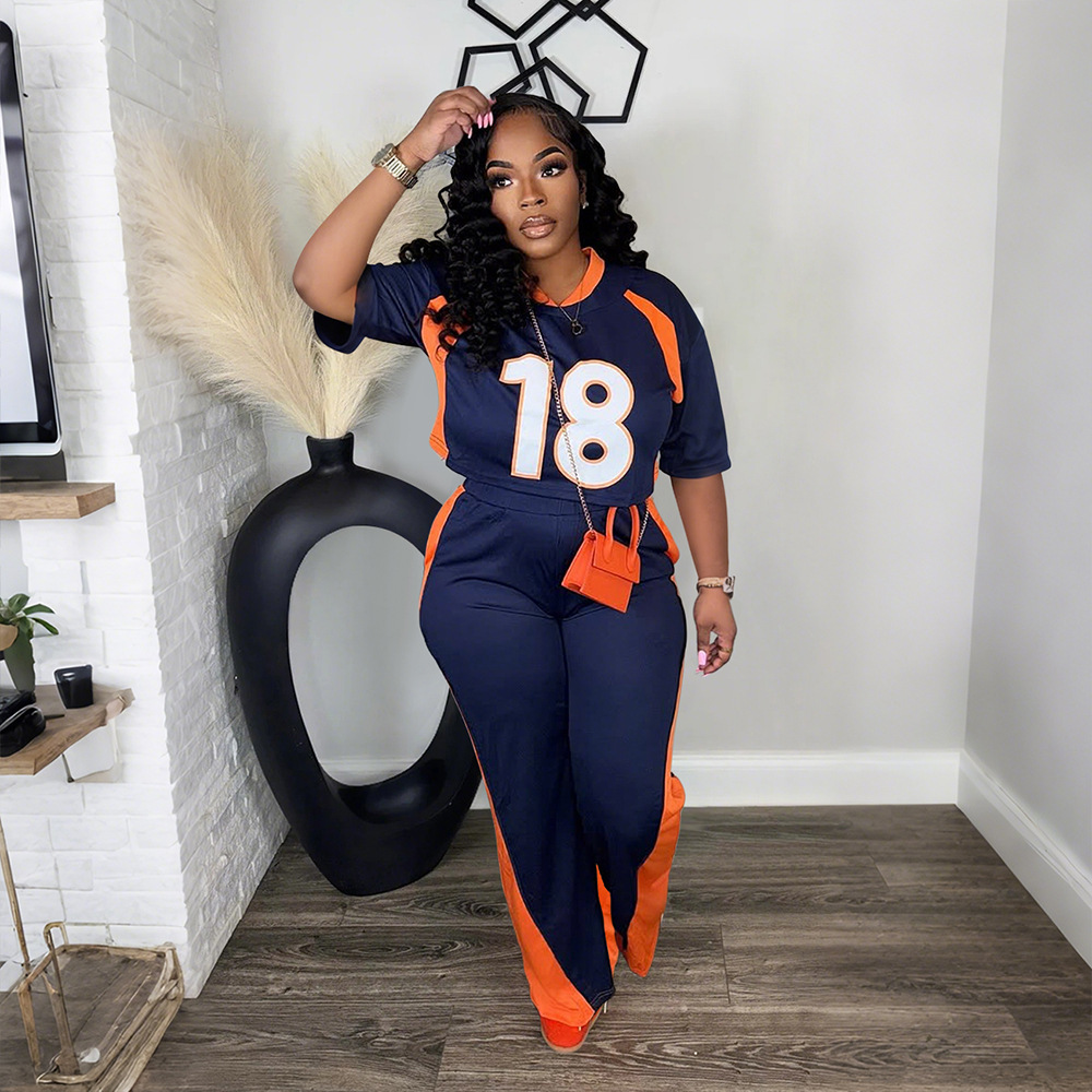Fashion cozy long pants short sleeve tops 2pcs set for women