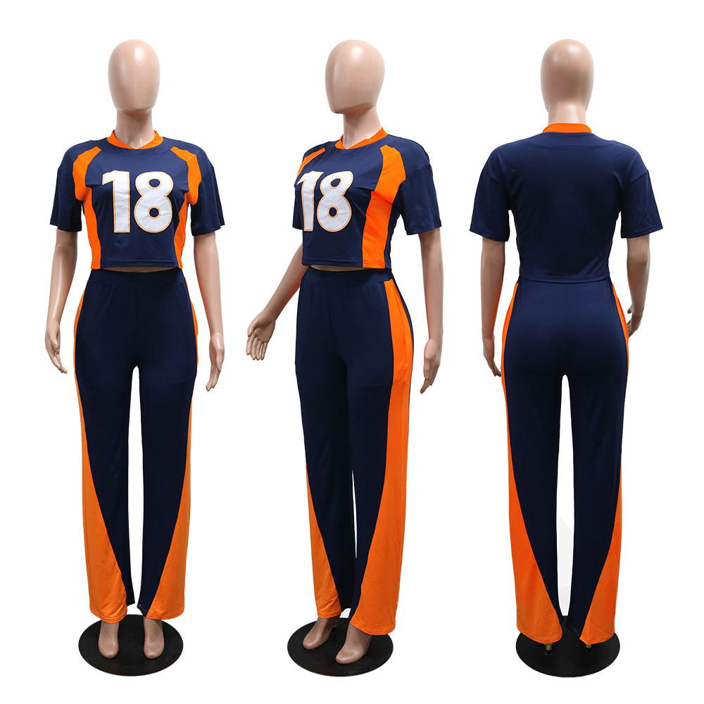 Fashion cozy long pants short sleeve tops 2pcs set for women