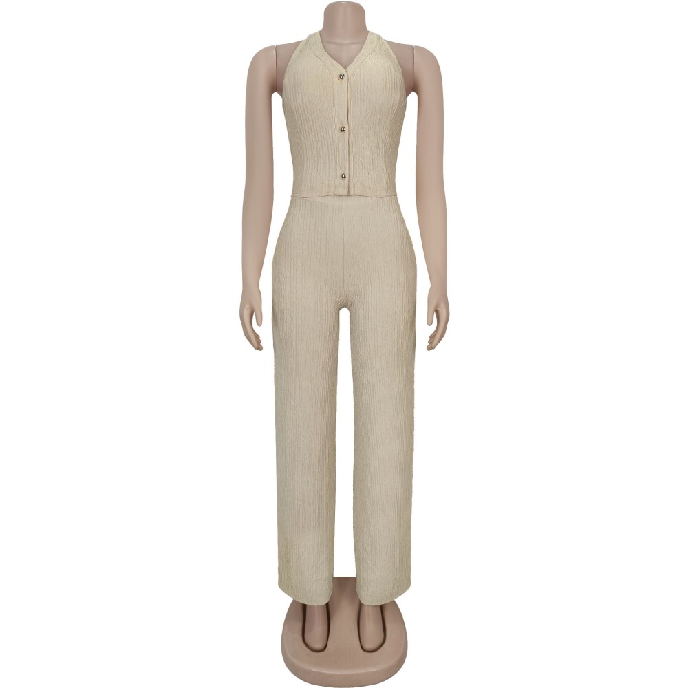 Bandage fashion long pants halter tops 2pcs set for women