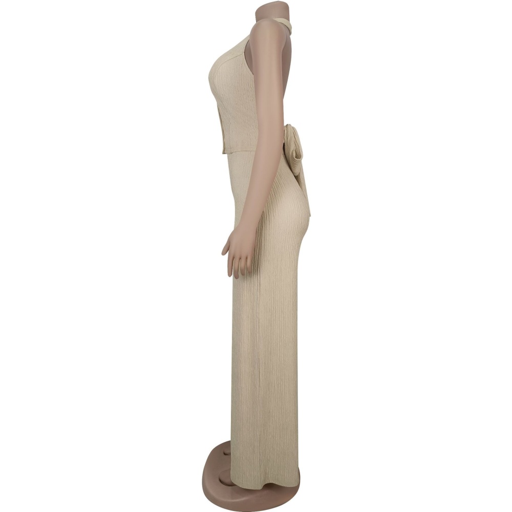 Bandage fashion long pants halter tops 2pcs set for women