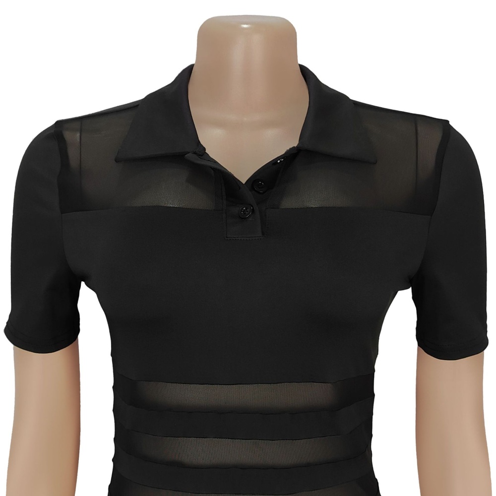 Sexy perspective gauze splice European style dress for women