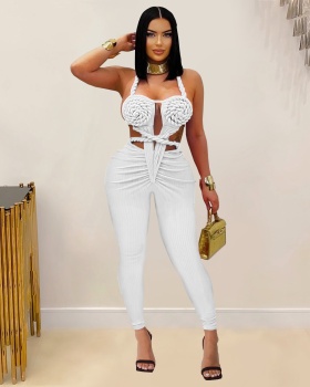 Sexy European style pure halter Casual fashion jumpsuit