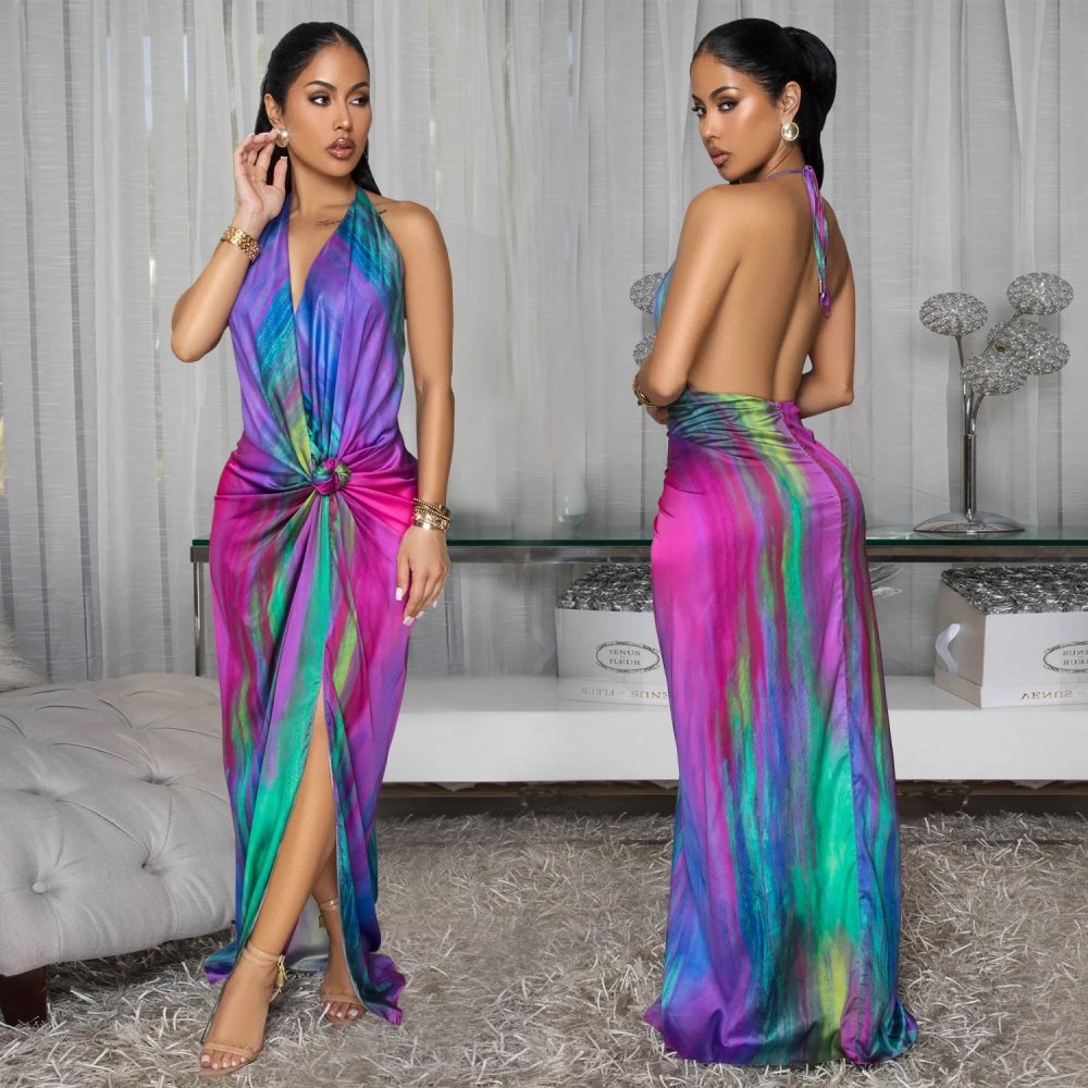 Printing frenum sexy European style elegant fashion dress