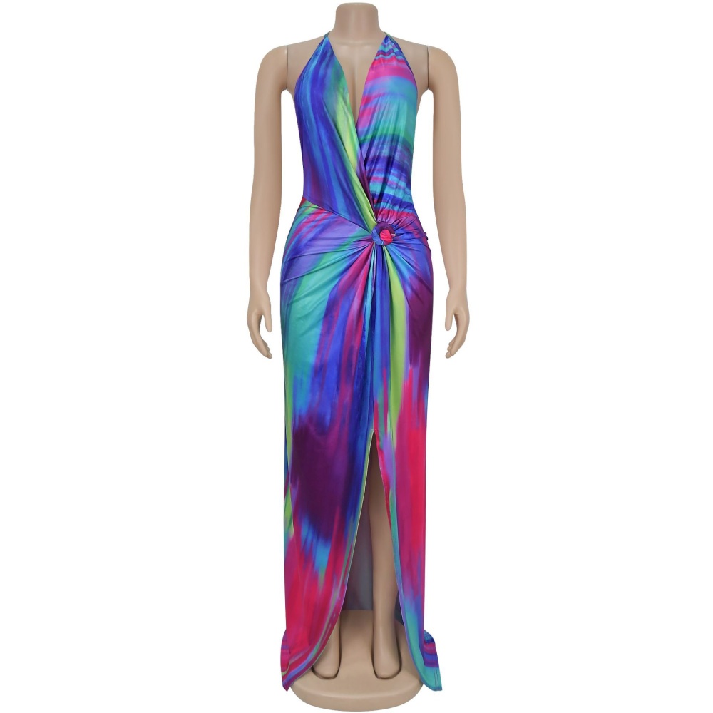 Printing frenum sexy European style elegant fashion dress