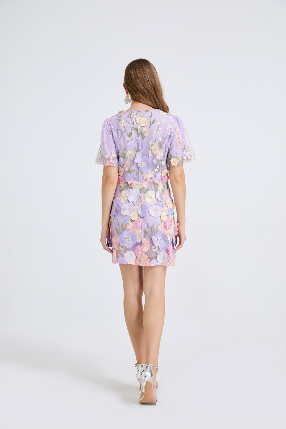 Summer V-neck formal dress elegant stereoscopic dress