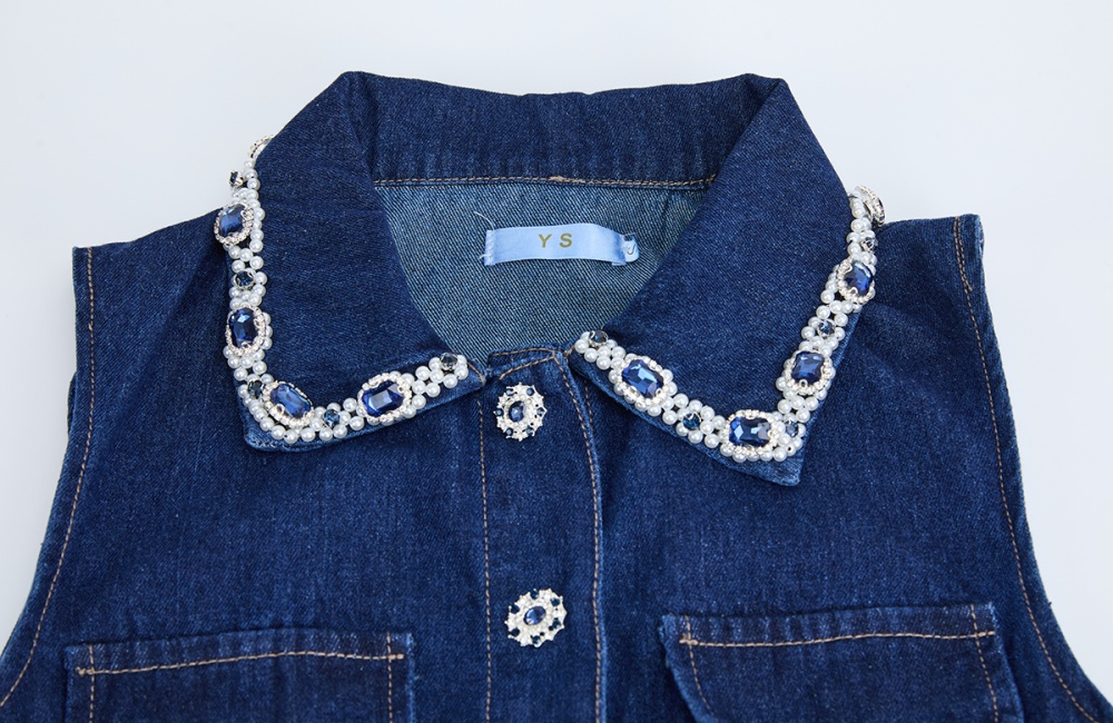 France style crimp rhinestone vest slim temperament dress