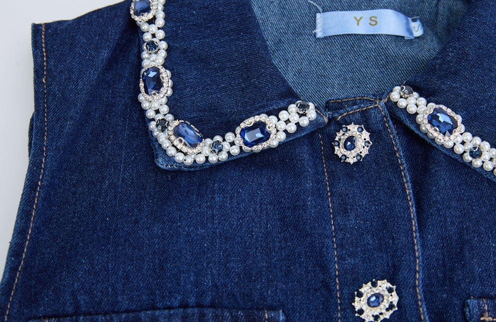 France style crimp rhinestone vest slim temperament dress
