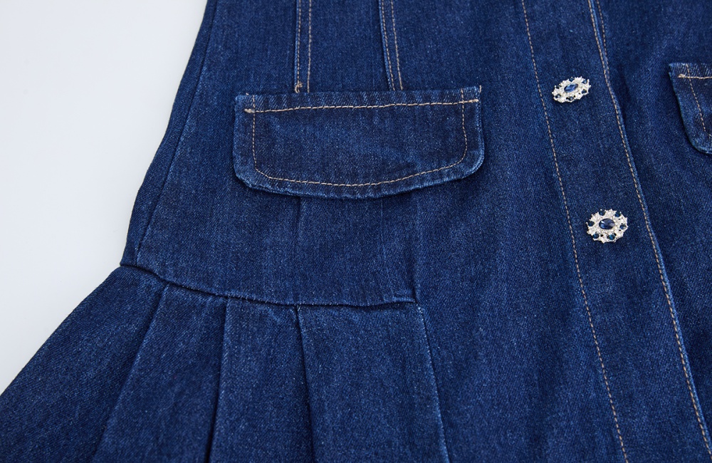France style crimp rhinestone vest slim temperament dress