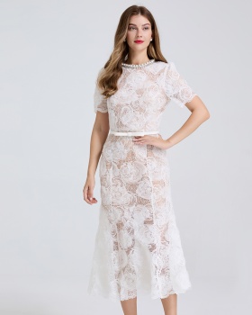Mermaid chiffon evening dress stereoscopic slim dress