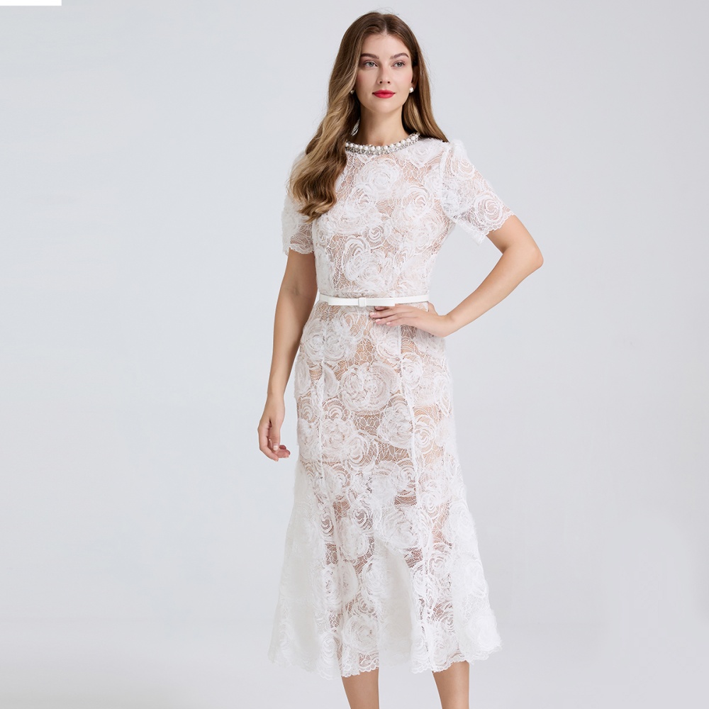 Mermaid chiffon evening dress stereoscopic slim dress