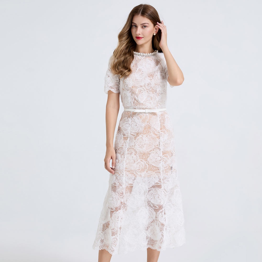 Mermaid chiffon evening dress stereoscopic slim dress