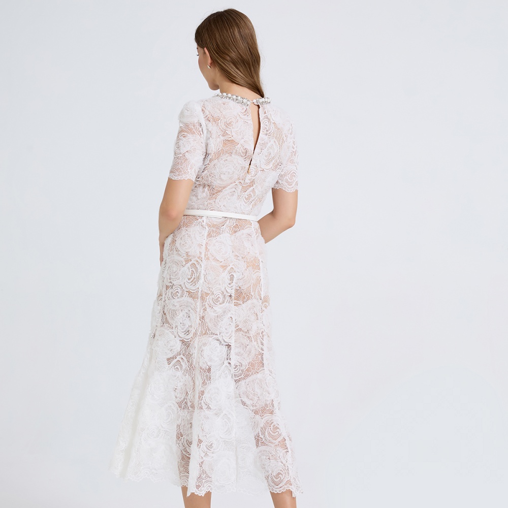 Mermaid chiffon evening dress stereoscopic slim dress