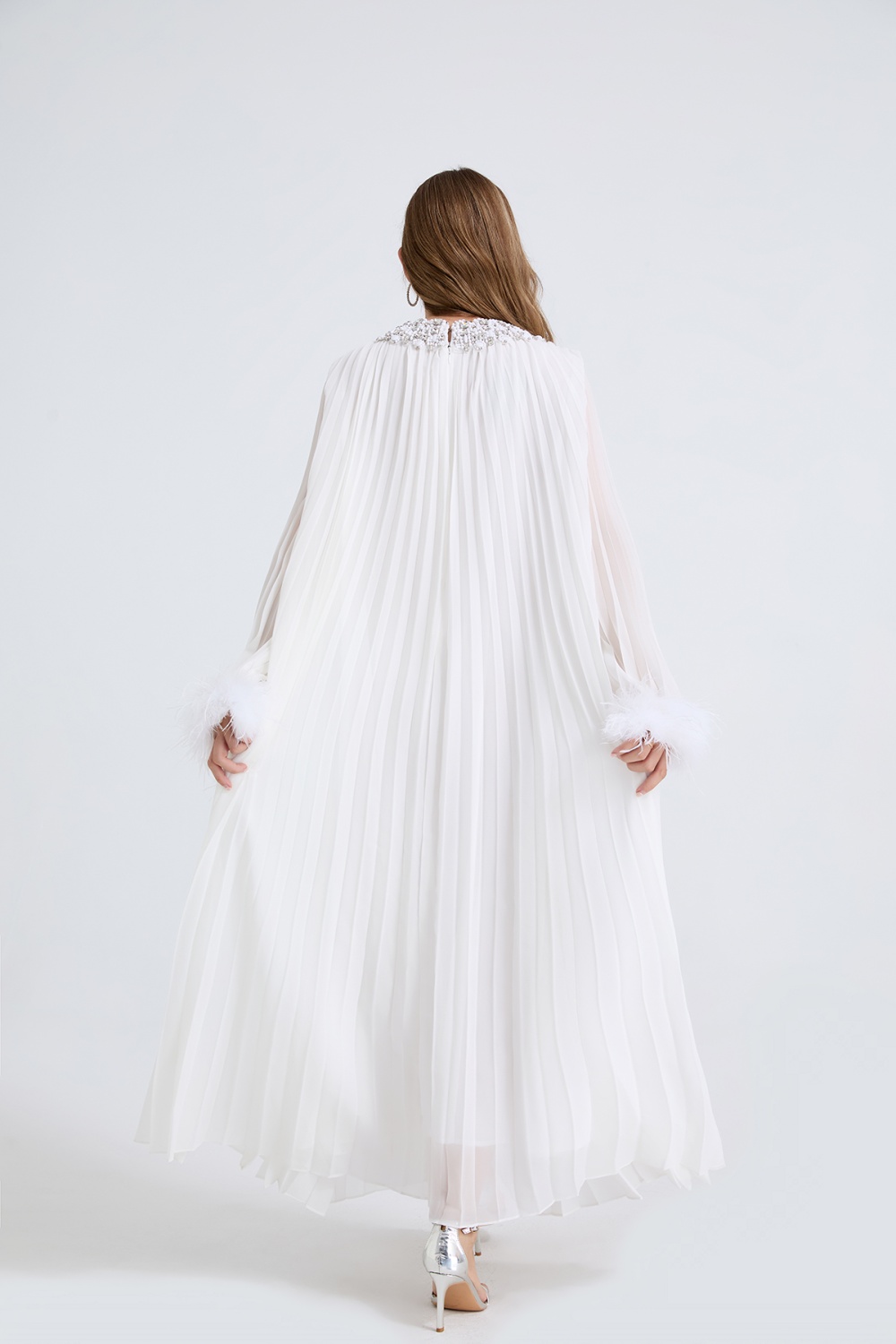 Rhinestone pleated small dress big skirt loose belt