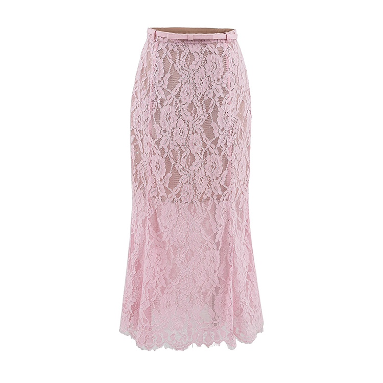 Chanelstyle rhinestone package hip with belt lace skirt 2pcs set