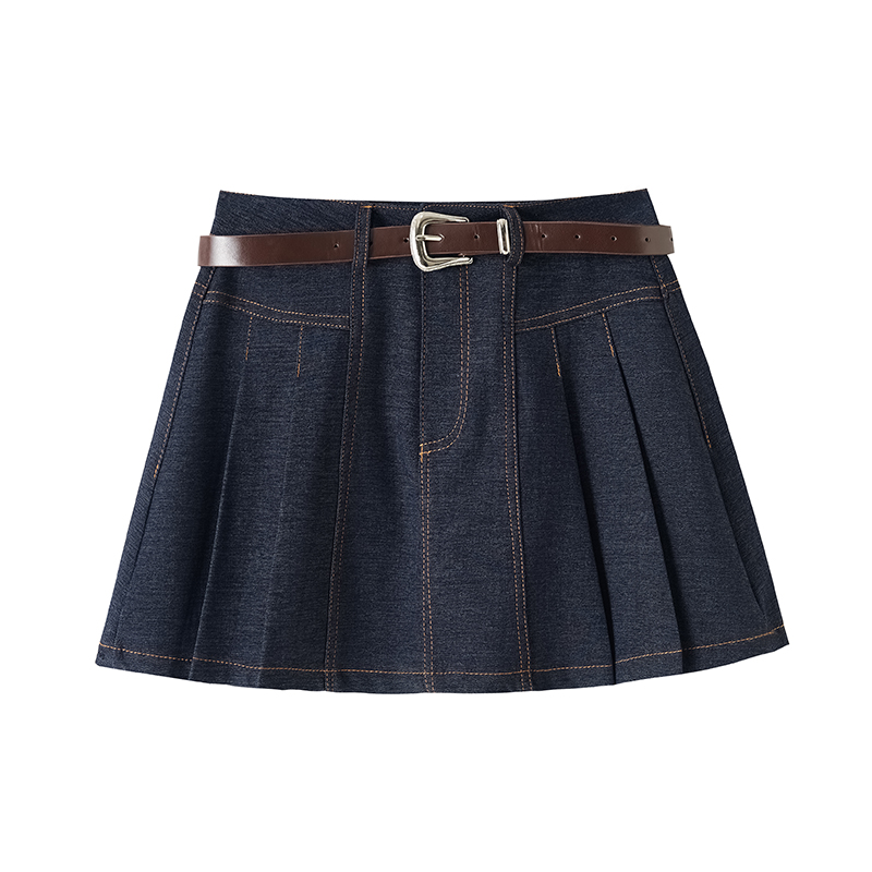 Denim college style short skirt A-line skirt for women