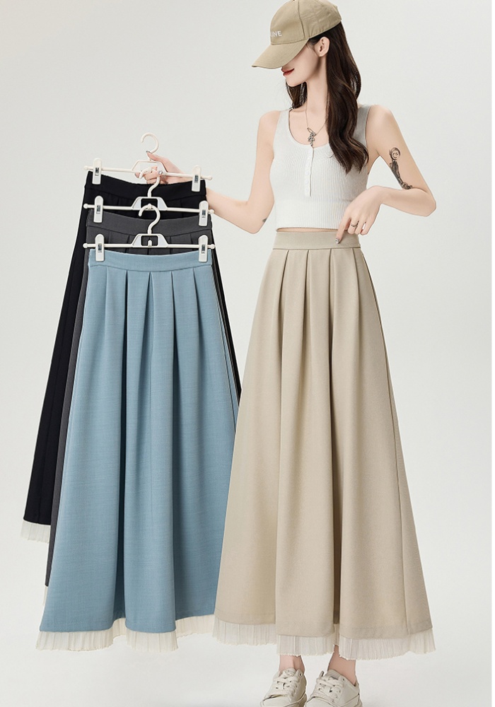 Fungus A-line long skirt lace slim skirt for women