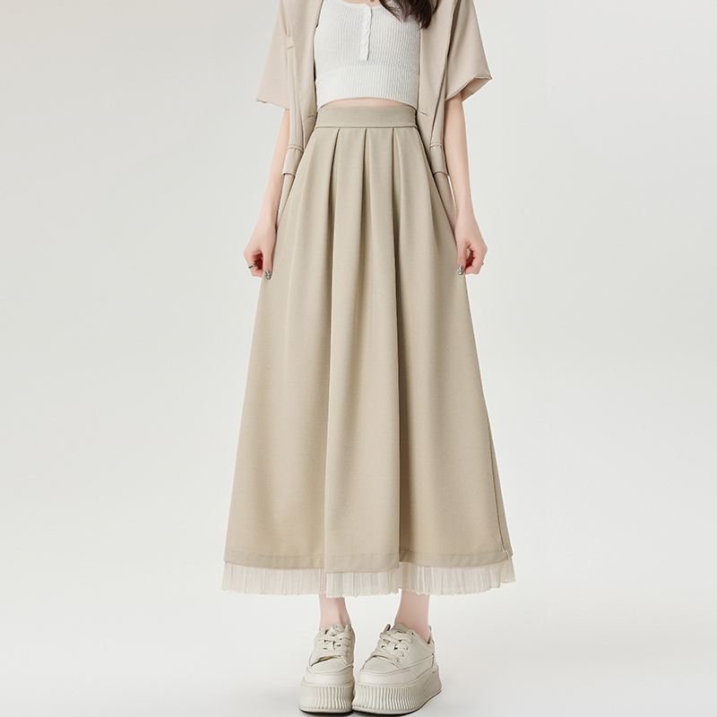 Fungus A-line long skirt lace slim skirt for women