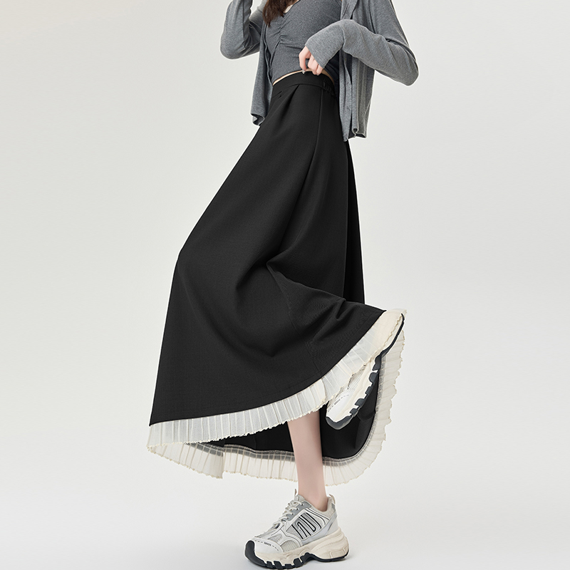 Fungus A-line long skirt lace slim skirt for women