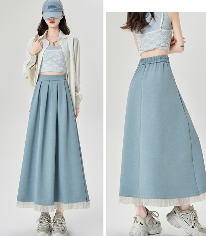 Fungus A-line long skirt lace slim skirt for women