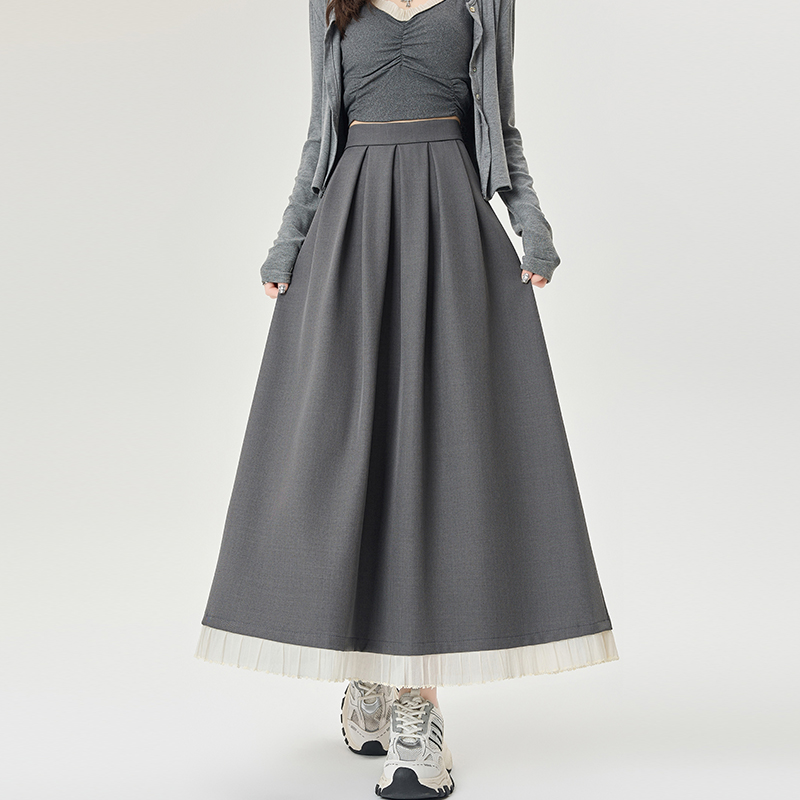 Fungus A-line long skirt lace slim skirt for women